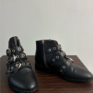 Sol Sana Black Ankle Boots with Buckle Straps